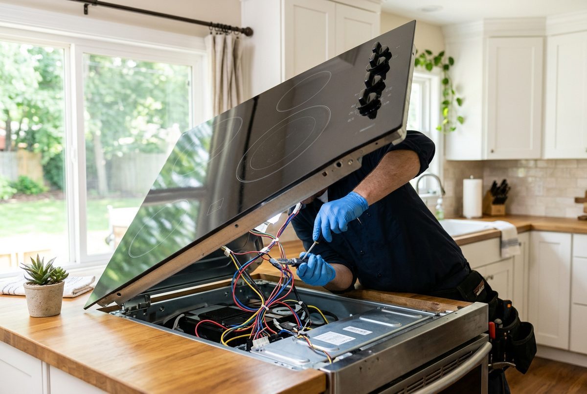 Cooktop Repair technician at work