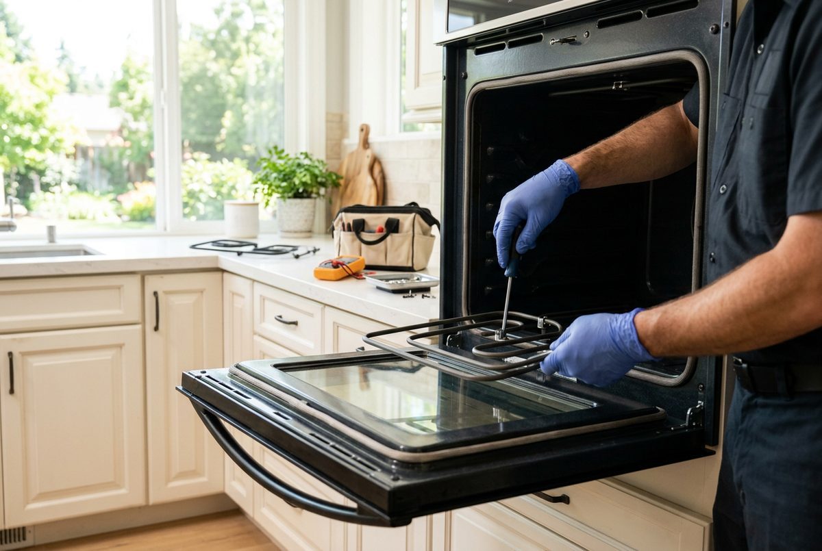 Oven Repair technician at work
